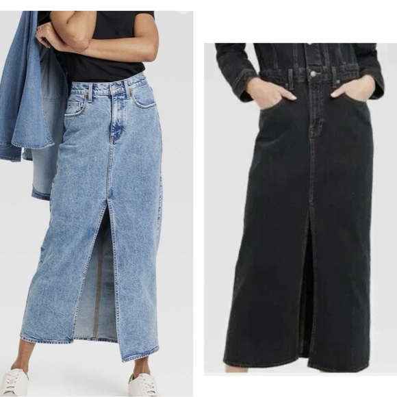 Universal Threads Women Maxi Slip Pencil Skirts 0 Denim Black Streetwear Casual